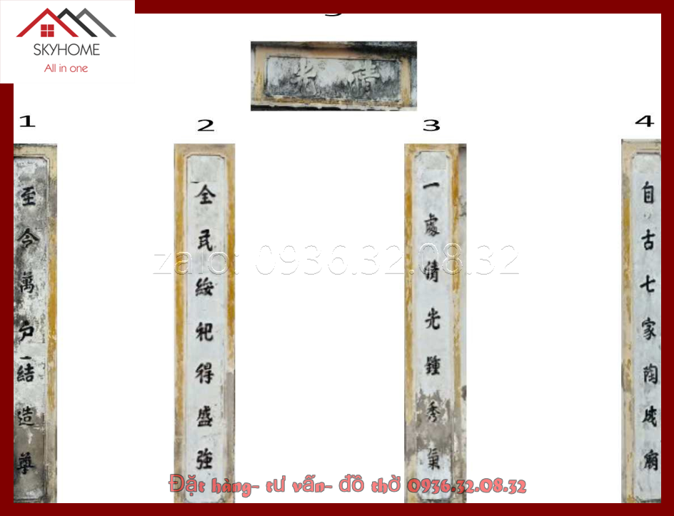 Câu đối thờ miếu làng chữ Chí kim vạn hộ/ Nhất xứ Thanh quang